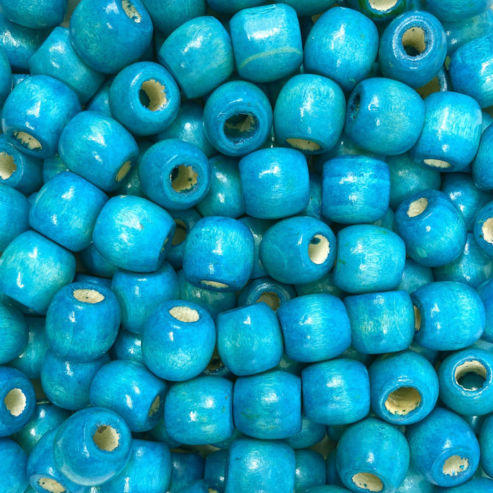 150 Blue Barrel Macrame Beads 17mm x 14mm Diameter 8mm Large Hole Wood —  Craft Making Shop